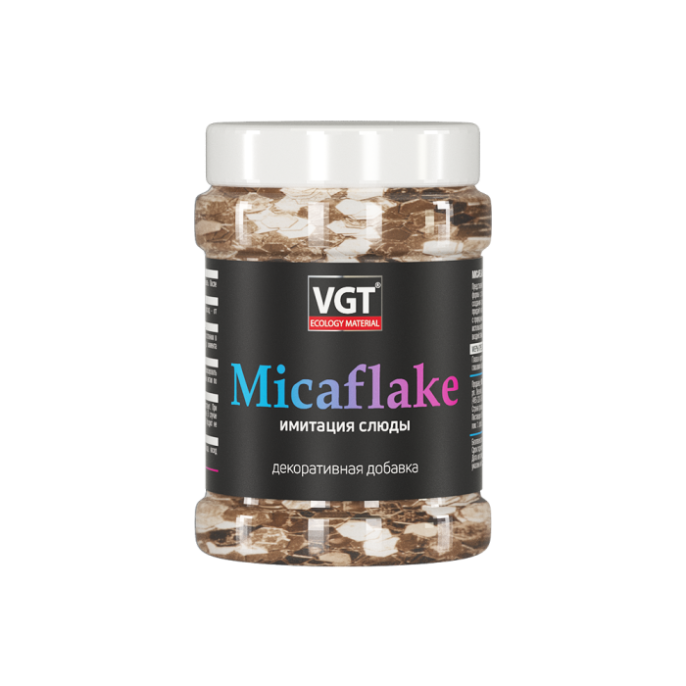 Имитация слюды MICAFLAKE VGT, серебристо-белые 800 мкм, 0,09 кг, VGT — купить для фасада