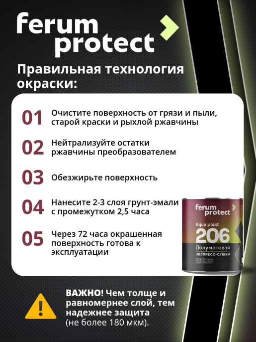 интерьерная краска FERUMPROTECT-206 краска-грунт по оцинковке/металлу ferumprotect Шоколадный 2,5 кг, защитно-декоративная, антикоррозионная, колеруемая по штукатурке