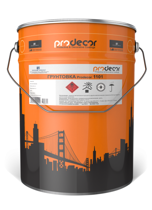 Грунтовка Prodecor-1101 антикоррозионная — грунтовка Prodecor, Красно-коричневый, 20 кг, по штукатурке