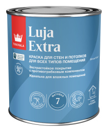 Моющаяся матовая краска LUJA EXTRA 7 Белый 0,9 л Tikkivala: для стен и потолков и для внутренних работ