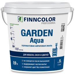 Finncolor Эмаль универсальная акриловая GARDEN AQUA (п/мат), Основа C - для колеровки в насыщенные тона, 0,9л — эмаль акриловая, водно-дисперсионная, матовая, колеруемая для фасада